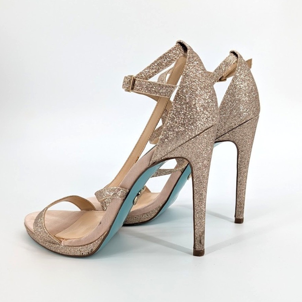 Blue by Betsey Johnson ANDI Champagne Gold Glitter Platform Heels Size 6.5M